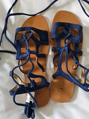 Urban Outfitters Navy Suede Lace-Up Gladiator Sandals